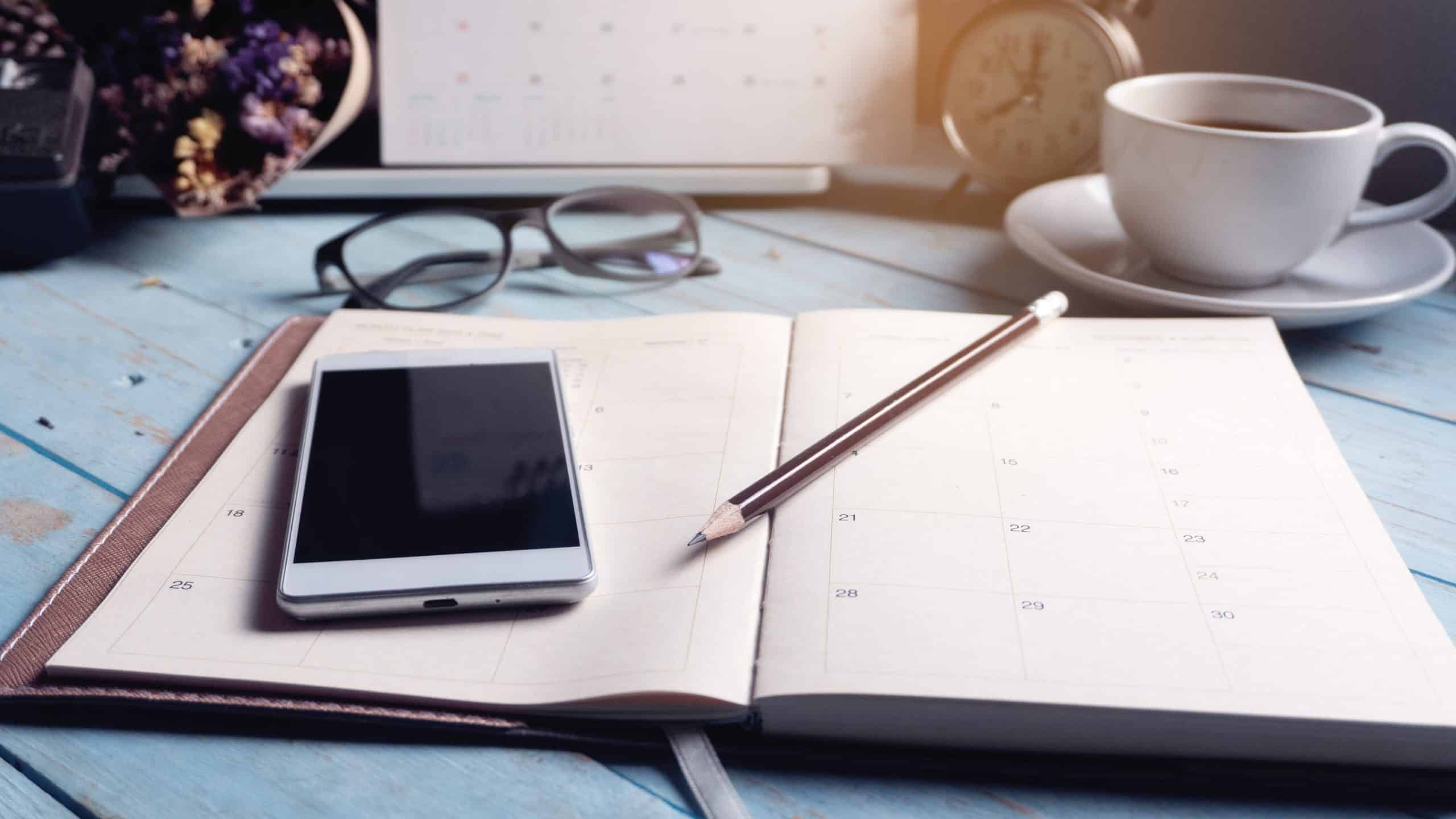 Diary Calendar and agenda for Planner to plan